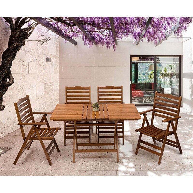Ürgüp Ahşap Masa Sandalye Takımları -4 Kişilik Katlanır Bahçe Balkon Set