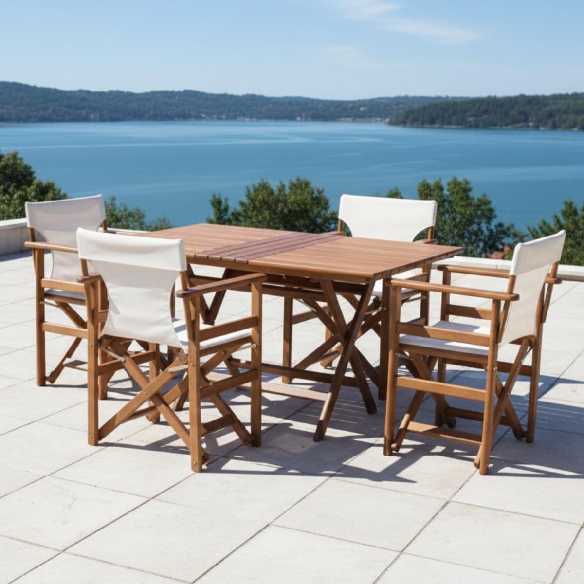 Yönetmen Ahşap Masa Sandalye Takımları - 4 & 6 Kişilik Katlanır Bahçe Balkon Set