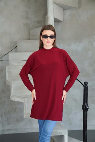 Tesettür Extra Uzun Tunik -Bordo