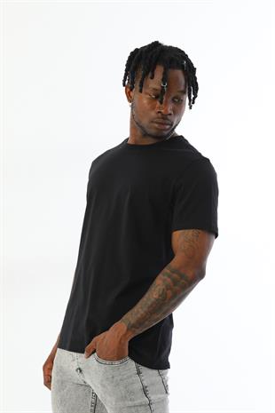 Erkek Oversize Tişört-Siyah