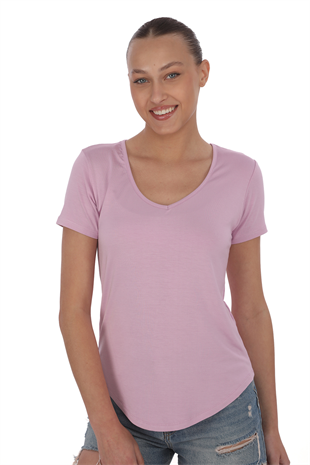 Extra Yumuşak Viscon Tişört-Lavanta Pembesi 