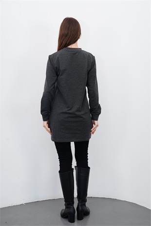Tesettür Sweatshirt Tunik-Antrasit