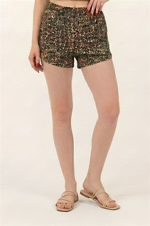 Extra Yumuşak Viskon Şort Home&Beach-Leopar