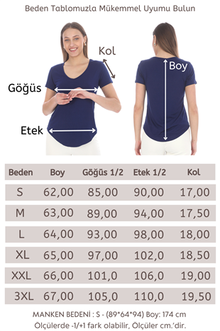 Extra Yumuşak Viscon Tişört-Lacivert