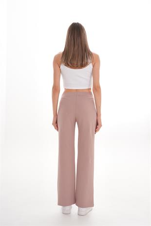 Pamuk 2 İplik likra Eşofman Alt-Bej