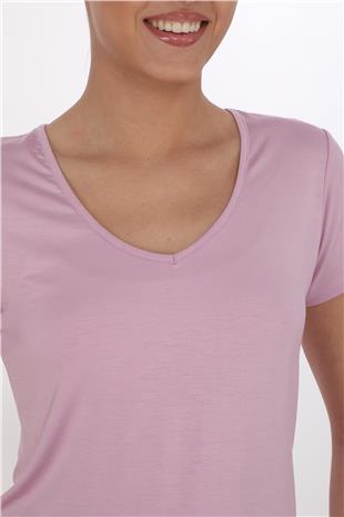Extra Yumuşak Viscon Tişört-Lavanta Pembesi 