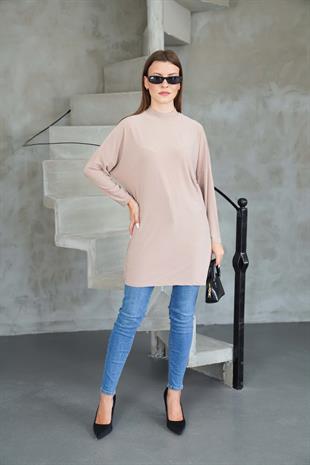 Tesettür Extra Uzun Tunik -Bej