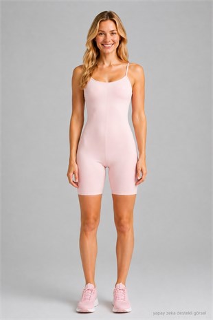 İnce Askılı Body Tulum -Pembe