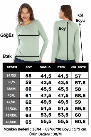 Kadın Zarif İnce Gösteren Viskon Tişört -Mint Yeşili