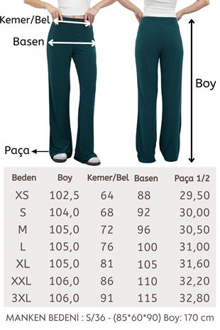 Nira Kadın Maxi Boy İspanyol Paça Sandy Pantolon-Zümrüt Yeşil