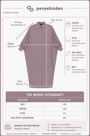 Kadın Sandy Tesettür Gömlek Elbise Abaya-Vizon