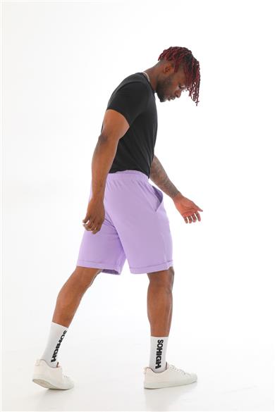 Erkek Regular Fit Duble Paça %100 Pamuklu Şort-Lila