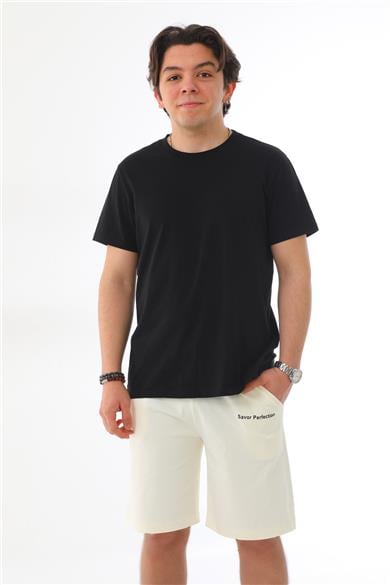 Erkek Regular Fit (Normal Kesim) %100 Pamuklu Şort-Ekru