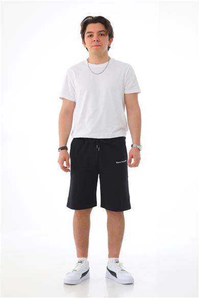 Erkek Regular Fit (Normal Kesim) %100 Pamuklu Şort-Siyah
