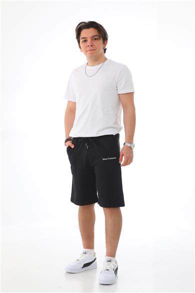 Erkek Regular Fit (Normal Kesim) %100 Pamuklu Şort-Siyah