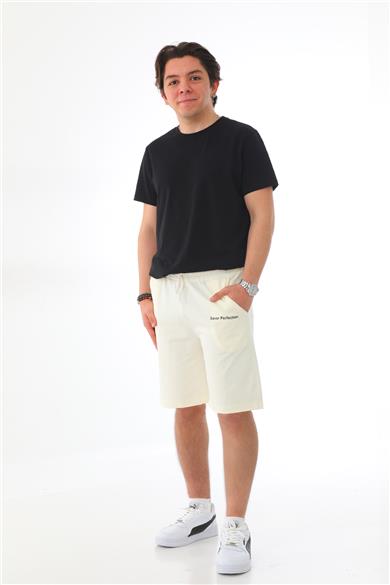 Erkek Regular Fit (Normal Kesim) %100 Pamuklu Şort-Ekru