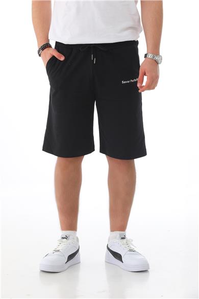 Erkek Regular Fit (Normal Kesim) %100 Pamuklu Şort-Siyah