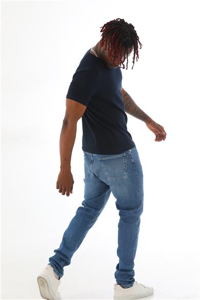 Erkek Slim Fit Pamuk Likra Basic Kısa Kol T-shirt-Lacivert