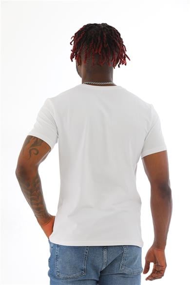Erkek Slim Fit Pamuk Likra Basic Kısa Kol T-shirt-Beyaz