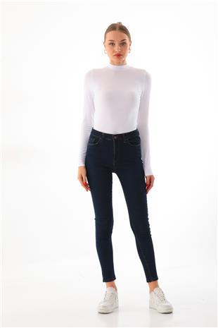 Kadın Viskon Boğazlı Çıtçıtlı Zıbın Body-Beyaz