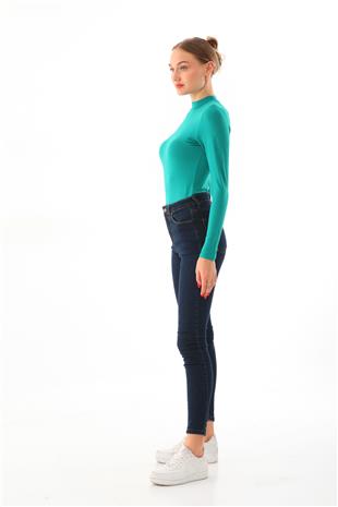 Kadın Viskon Boğazlı Çıtçıtlı Zıbın Body-Yeşil