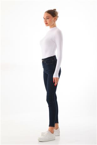 Kadın Viskon Boğazlı Çıtçıtlı Zıbın Body-Beyaz