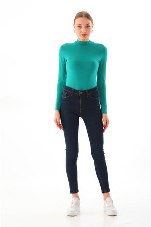 Kadın Viskon Boğazlı Çıtçıtlı Zıbın Body-Yeşil