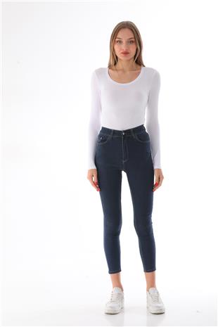 Kadın Viskon Dekolte Yaka Çıtçıtlı Zıbın Body-Beyaz