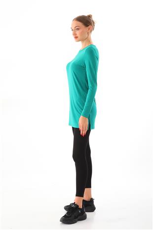Kadın Viskon Full Likra Tunik-Okyanus Yeşili