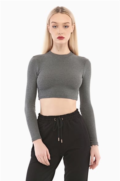 Kadın Yarım Balıkçı Kaşkorse Crop -Antrasit