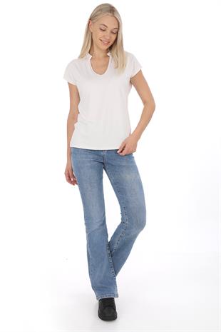 Soft Viskon Bluz-Ekru