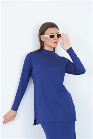 Viskon Dik Yaka Tunik-Lacivert