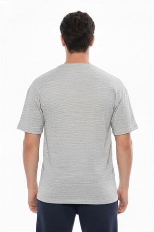 Erkek Oversize Tişört-Gri Melanj