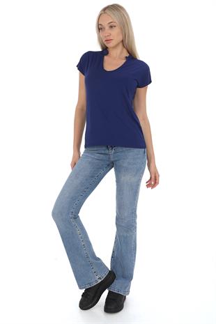 Soft Viskon Bluz-Lacivert