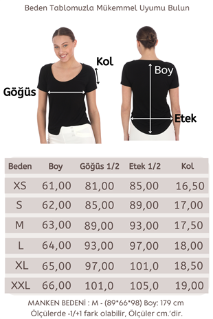 Viskon Dökümlü Dekolte Yaka Tişört-Siyah