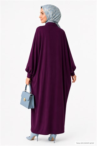 Kadın Sandy Tesettür Gömlek Elbise Abaya-Vişne