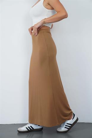 Nora Kadın Maxi Boy Astarlı Viskon Etek-Tarçın
