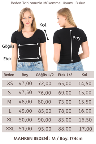 V Yaka Slim Fit Crop Tişört-Siyah