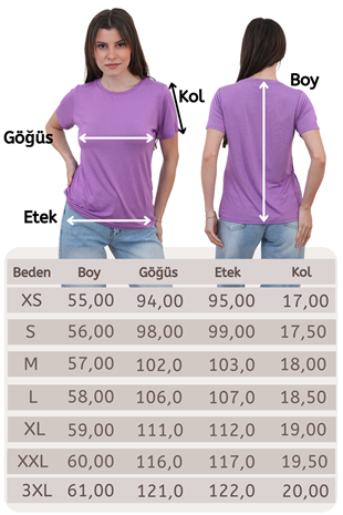 Viskon Dökümlü Tişört-Lila