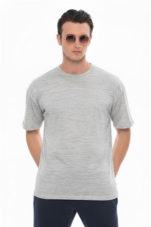 Erkek Oversize Tişört-Gri Melanj