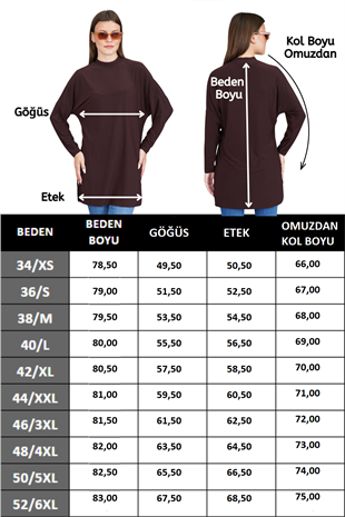 Tesettür Extra Uzun Tunik -Kahverengi