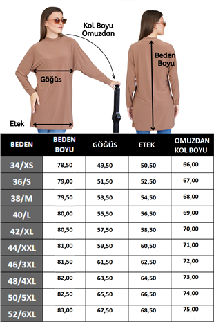 Tesettür Extra Uzun Tunik -Tarçın