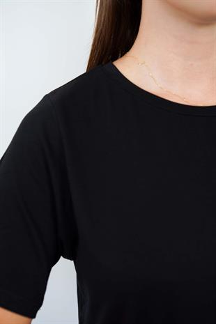 Soft Viskon Uzun Tunik-Siyah