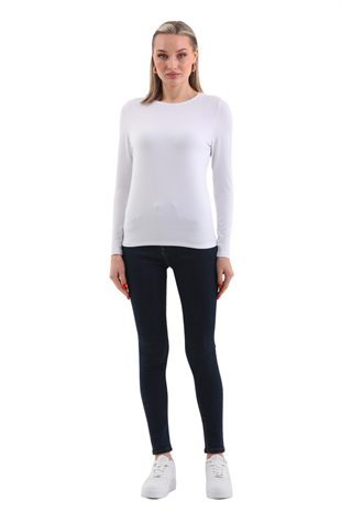 Kadın Modal  Tişört-Beyaz