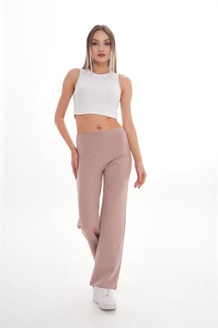 Pamuk 2 İplik likra Eşofman Alt-Bej