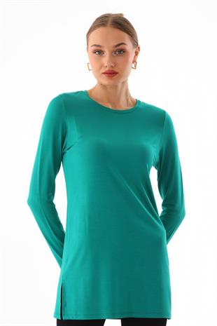Kadın Viskon Full Likra Tunik-Okyanus Yeşili