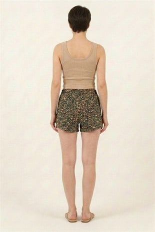 Extra Yumuşak Viskon Şort Home&Beach-Leopar