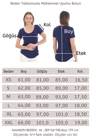 Viskon Dökümlü Dekolte Yaka Tişört-Lacivert