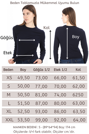 Likralı Pamuk Crop Tişört-Slim Fit-Lacivert