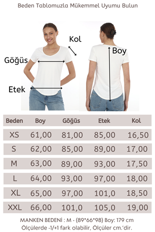 Extra Yumuşak Viscon Tişört-Ekru